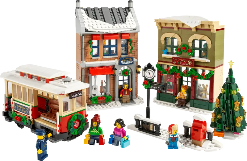 10308: Village d'hiver: La grande rue décorée pour les fêtes